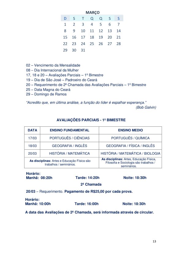 Colégio João Oliveira - Agenda 2026 - Página 13