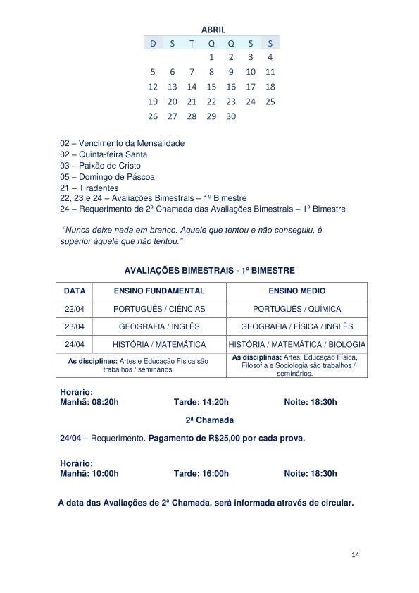 Colégio João Oliveira - Agenda 2026 - Página 14