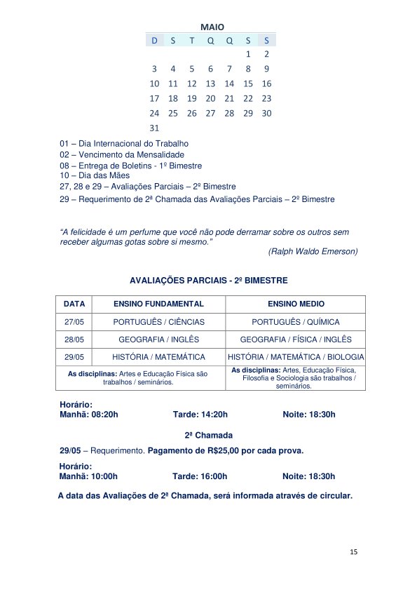 Colégio João Oliveira - Agenda 2026 - Página 15
